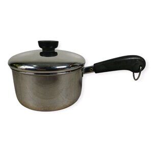 Vintage 1801 Revere Ware 1 1/2 Qt Saucepan w/ Lid Stainless Steel Bottom Clinton
